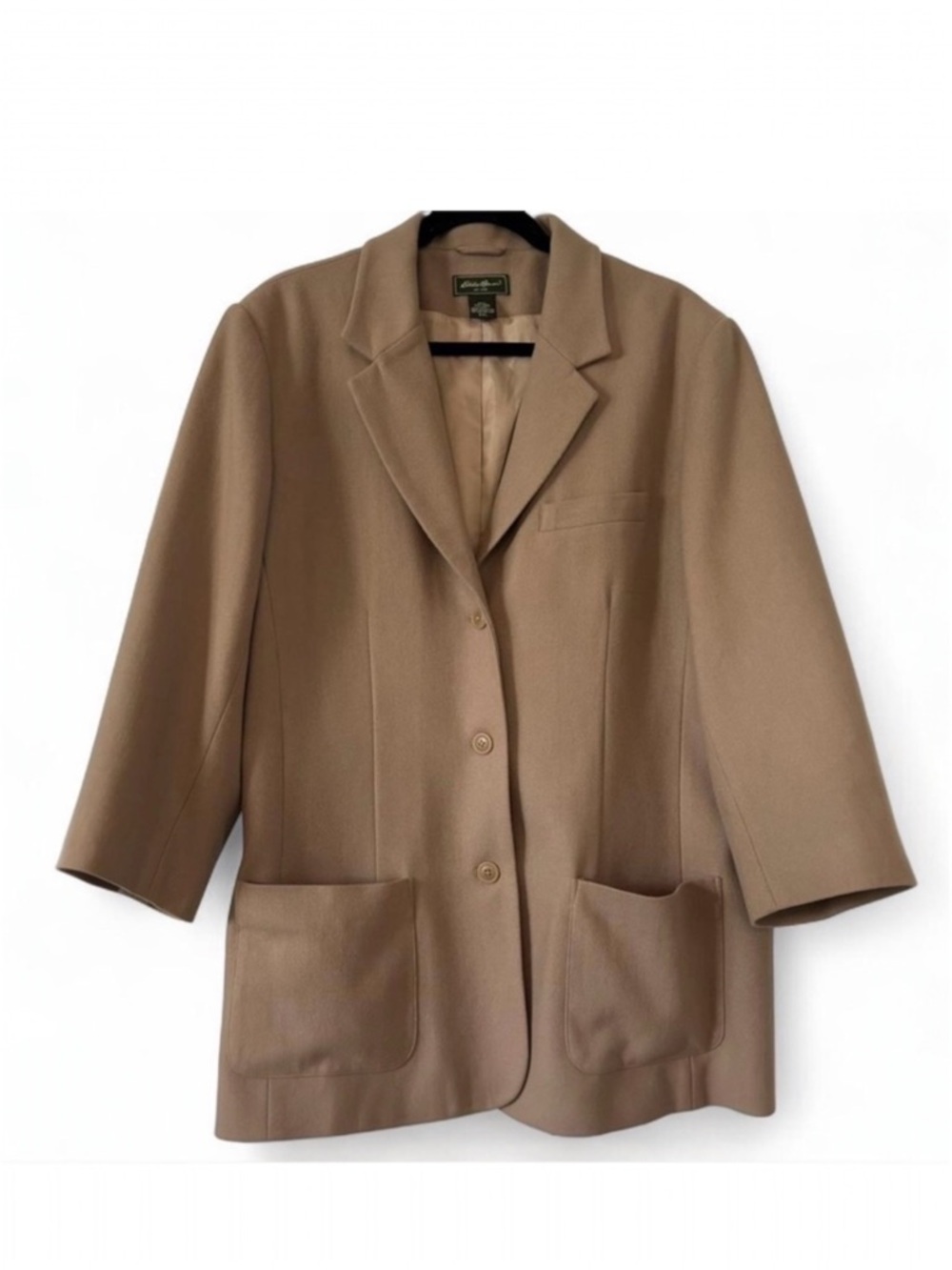Eddie Bauer Wool Blend Blazer Jacket Camel Tailored Classic XXL